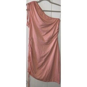 Boutique Pink One Shoulder Jersey Dress Size Medium Adjustable Ties